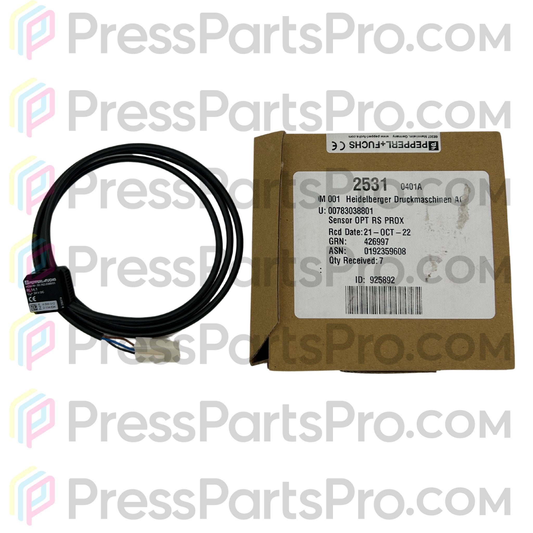 00.783.0388 / 00.783.0301 Sensor OPT RS PROX for Heidelberg XL105, CD102, SM102, SM74 - Original Part - Press Parts Pro